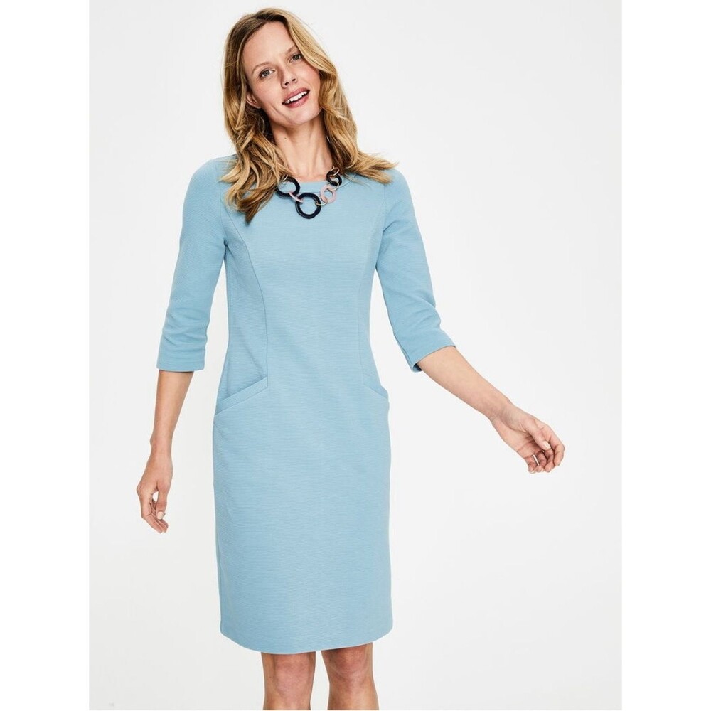 Boden Blue Jasmine OttomanRibbed 3/4 Sleeve Dress
